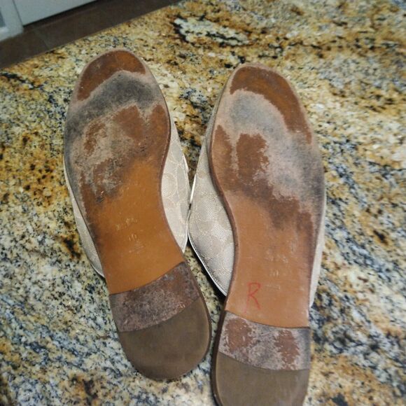 Coach Stassi Signature Jacquard Flats Slides FG2709 Light Khaki Womens Size 10 B - Picture 8 of 11